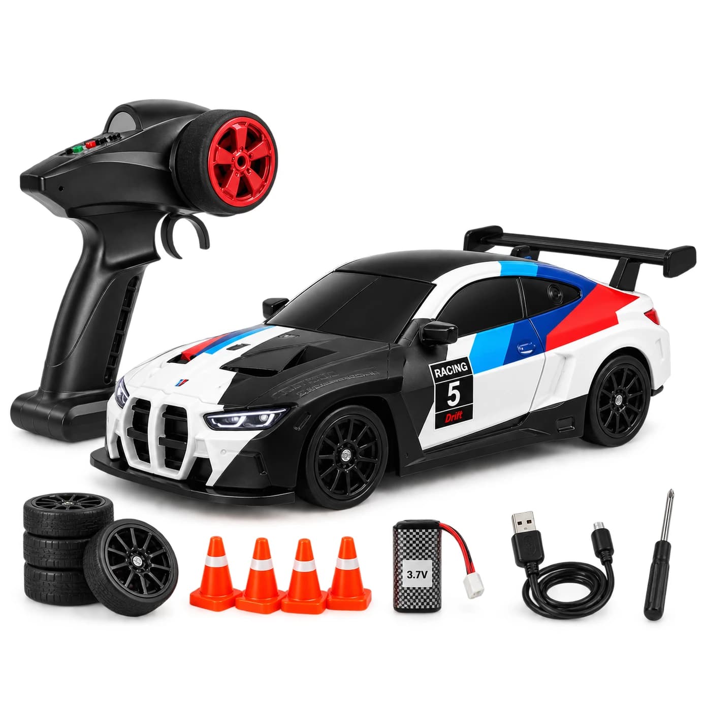 1:43 BMW M4 GT3-Inspired RC Drift Car – 4WD Alloy Body, Gyro & LED Lights