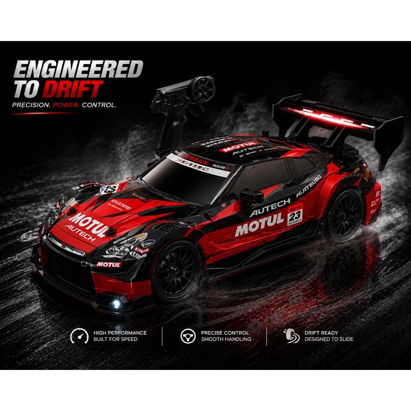 1:24 High-Speed RC Drift Car – Up to 24 km/h | 2.4GHz Remote, LED Lights & Rechargeable Battery 3