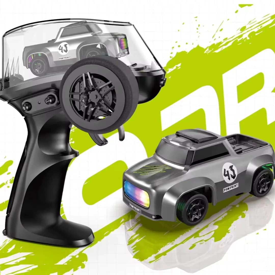 1:64 Mini RC Drift Car – 2.4GHz Remote | Rechargeable Battery & LED Lights