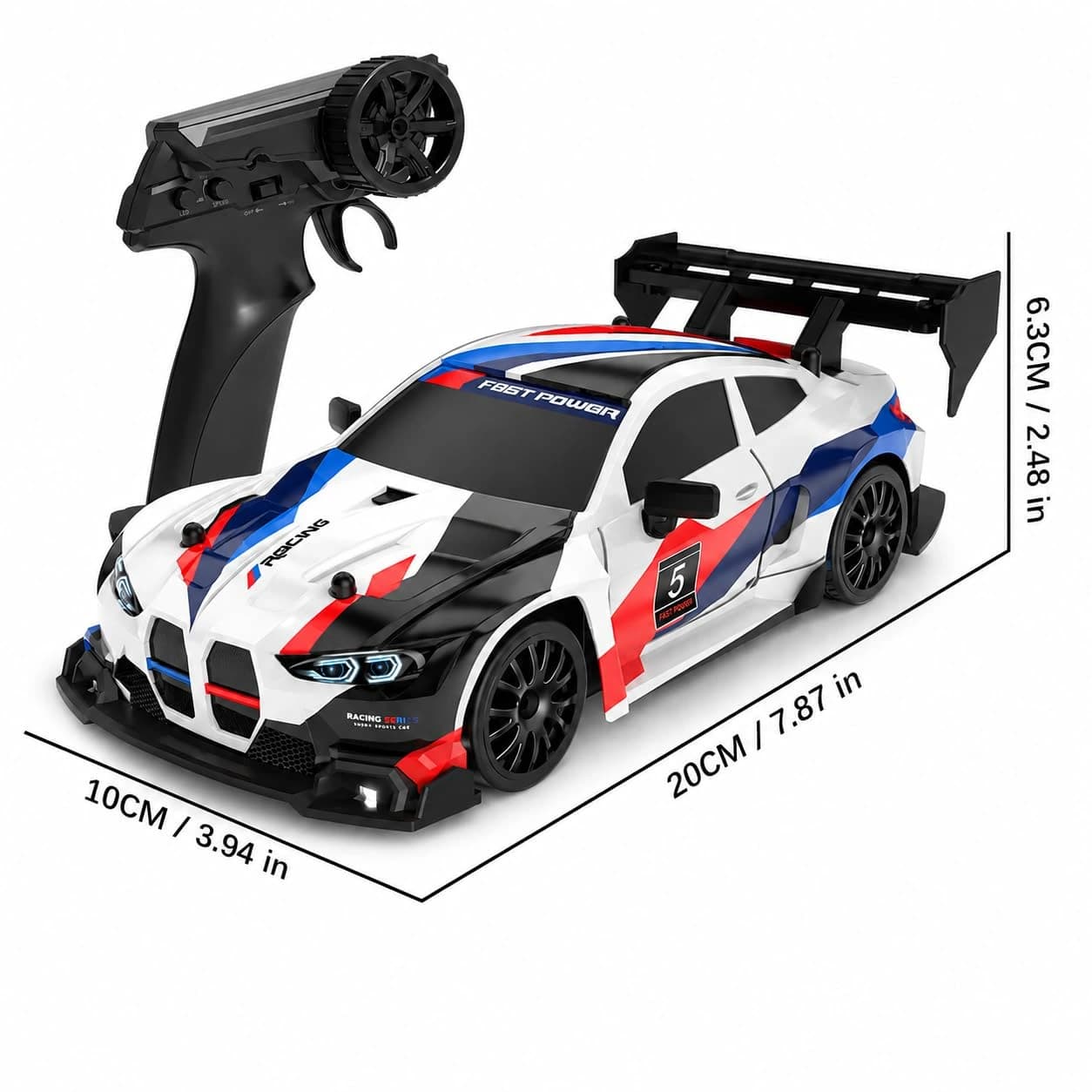 1:24 High-Speed RC Drift Car – Up to 24 km/h | 2.4GHz Remote, LED Lights & Rechargeable Battery 3