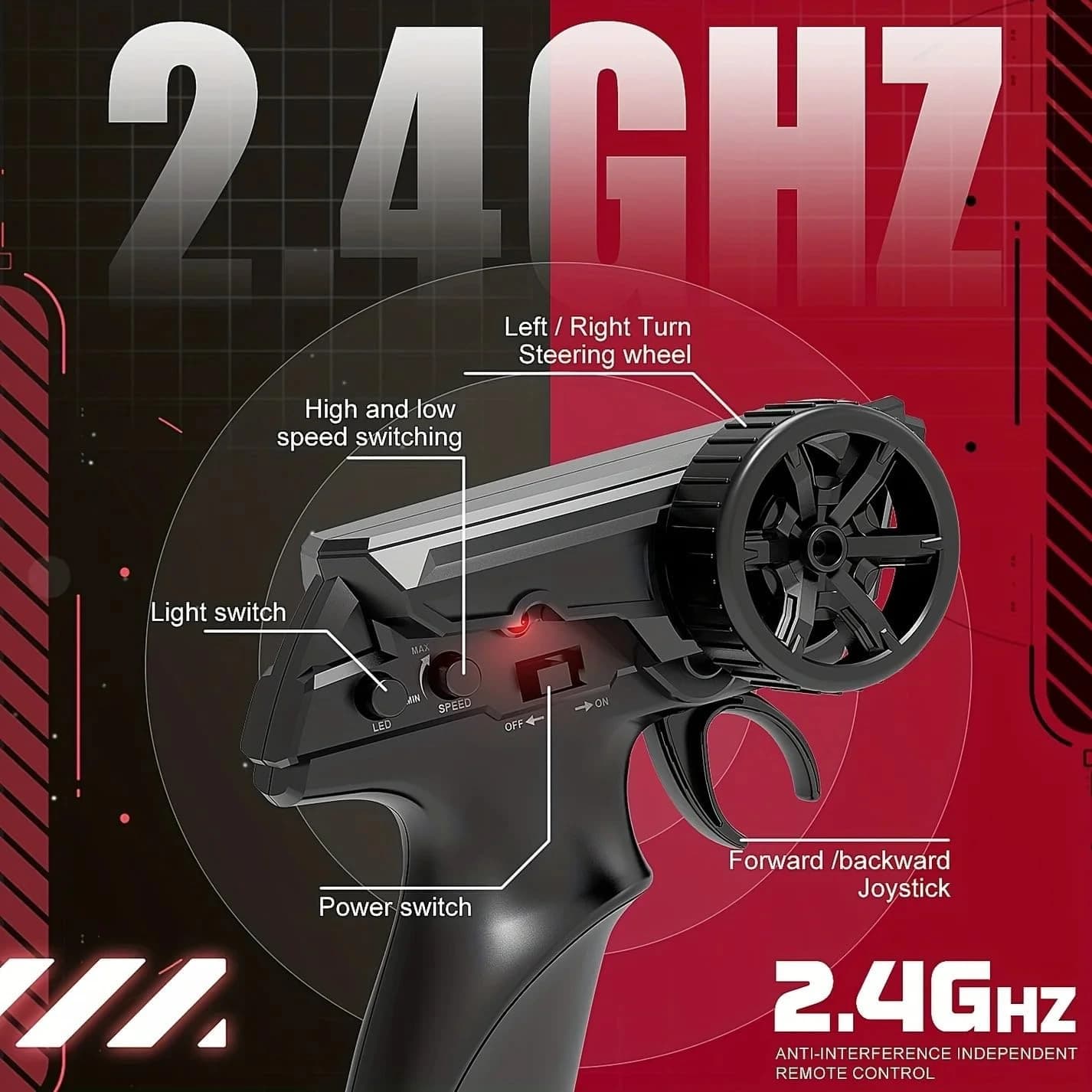 1:24 High-Speed RC Drift Car – Up to 24 km/h | 2.4GHz Remote, LED Lights & Rechargeable Battery 5