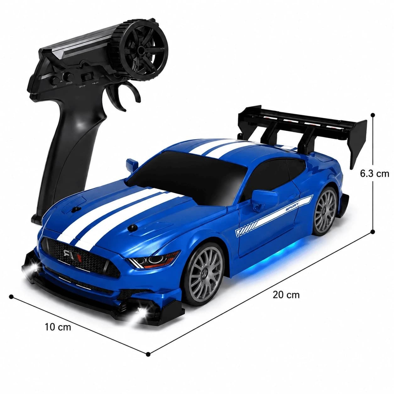 1:24 Mustang High-Speed RC Drift Car – Up to 24 km/h | 2.4GHz Remote & LED Lights 4