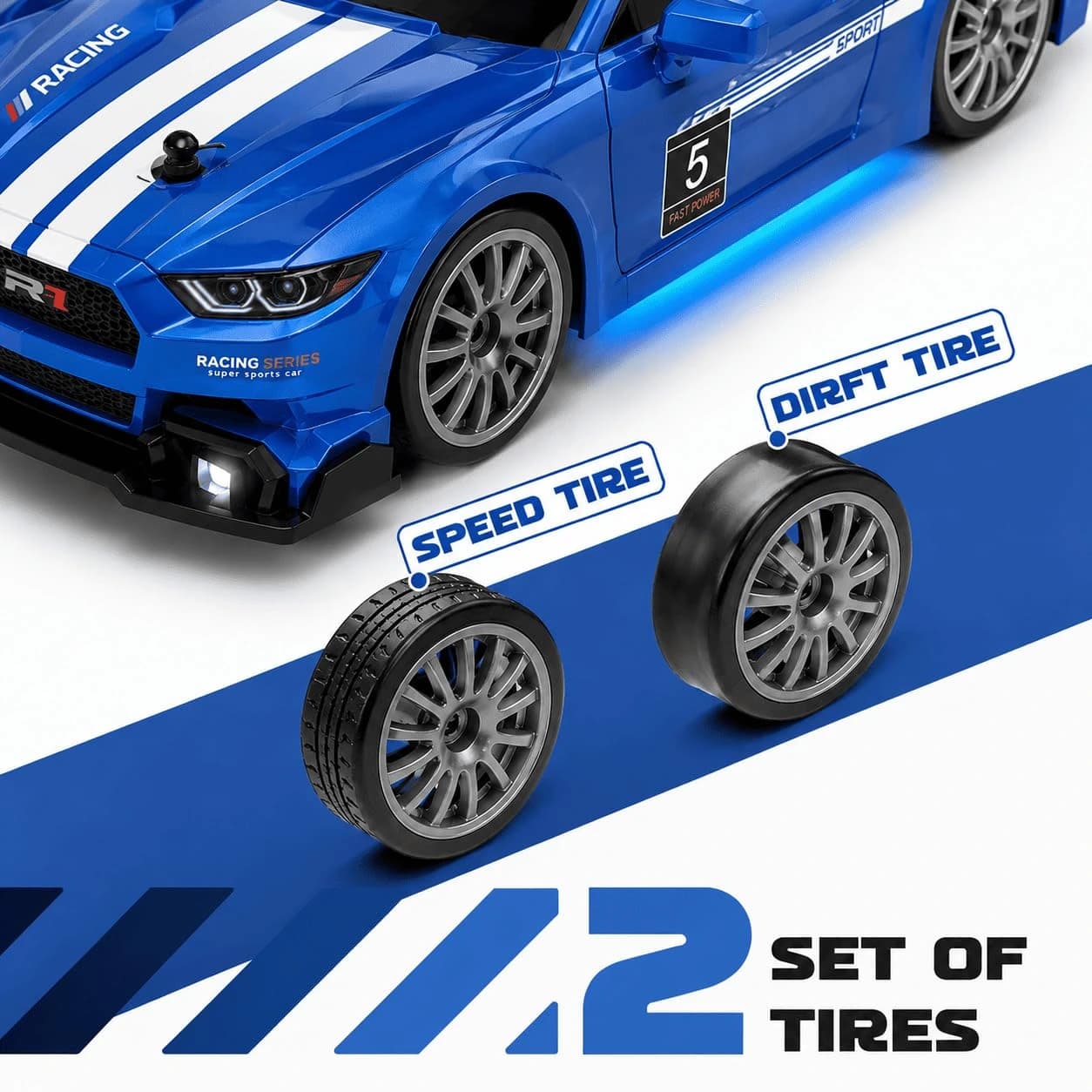1:24 Mustang High-Speed RC Drift Car – Up to 24 km/h | 2.4GHz Remote & LED Lights 3
