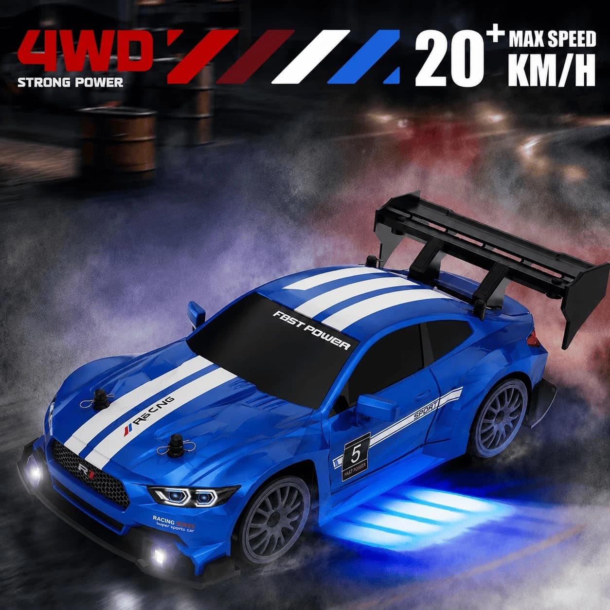 1:24 Mustang High-Speed RC Drift Car – Up to 24 km/h | 2.4GHz Remote & LED Lights 5